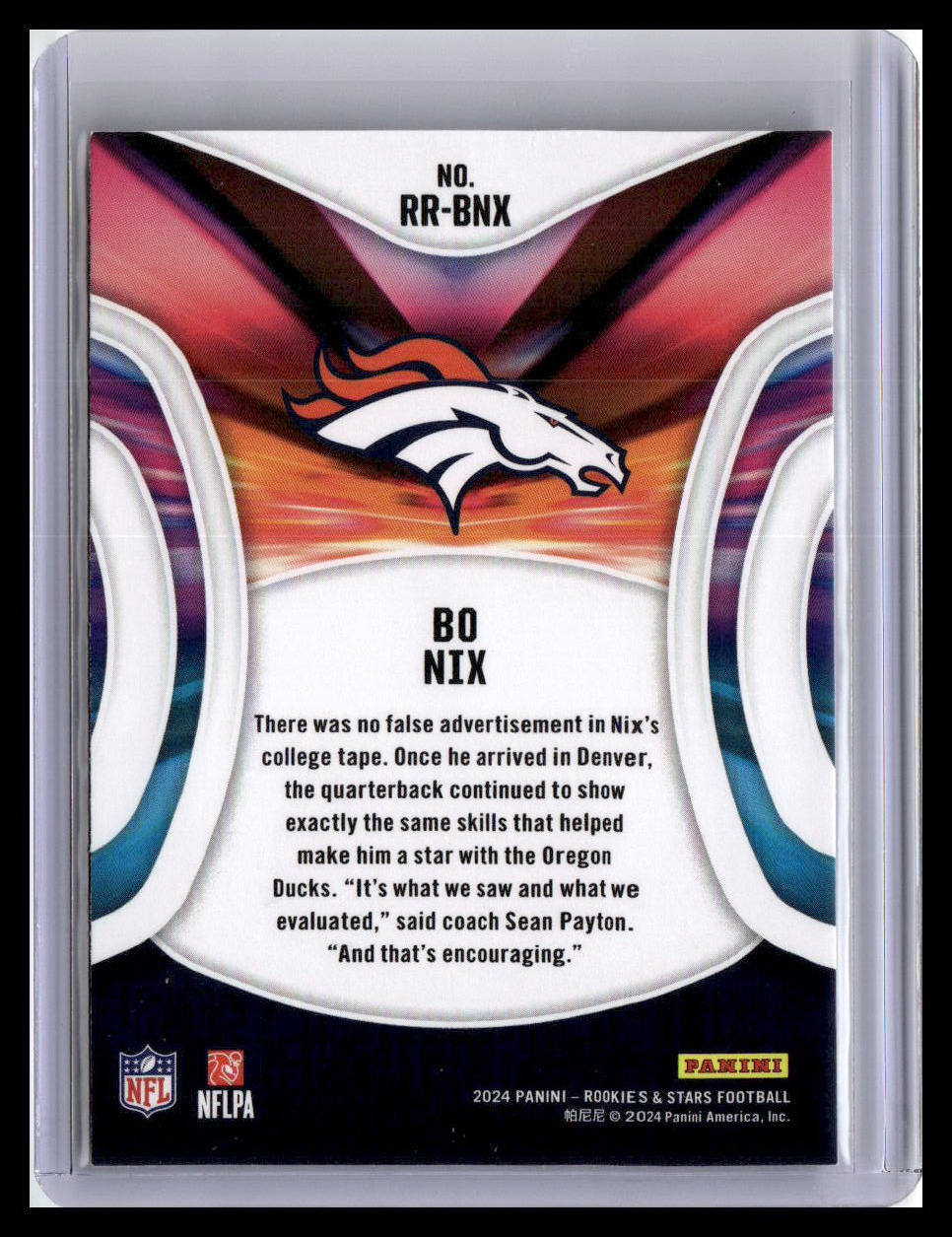 2024 Panini Rookies & Stars #RR-BNX Bo Nix Rookie Rush