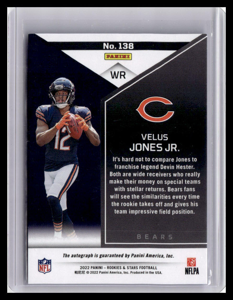 2022 Panini Rookies & Stars #138 Velus Jones Jr. Rookie Signatures True Blue