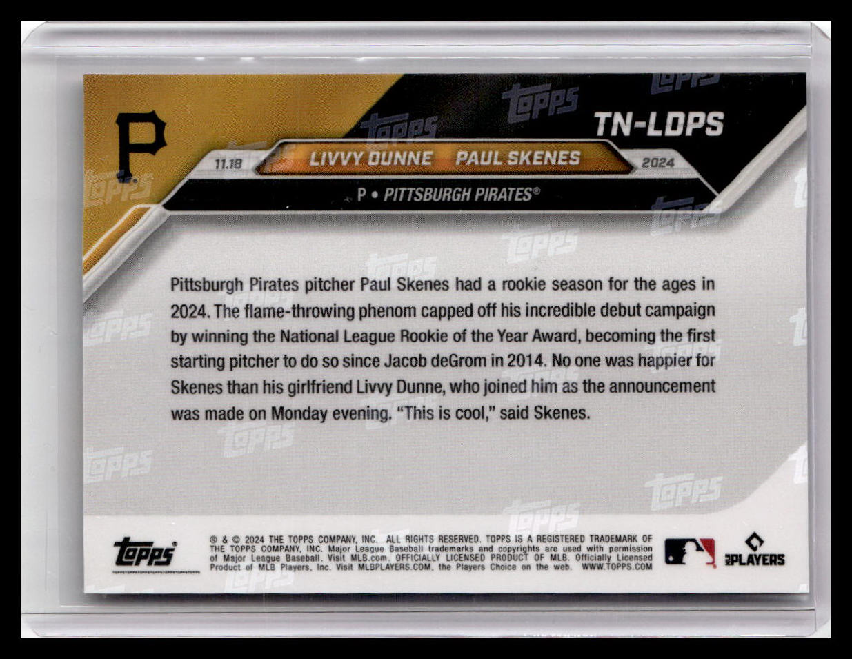 2024-25 Topps Now Off-Season #TN-LDPS Livvy Dunne / Paul Skenes PR9633