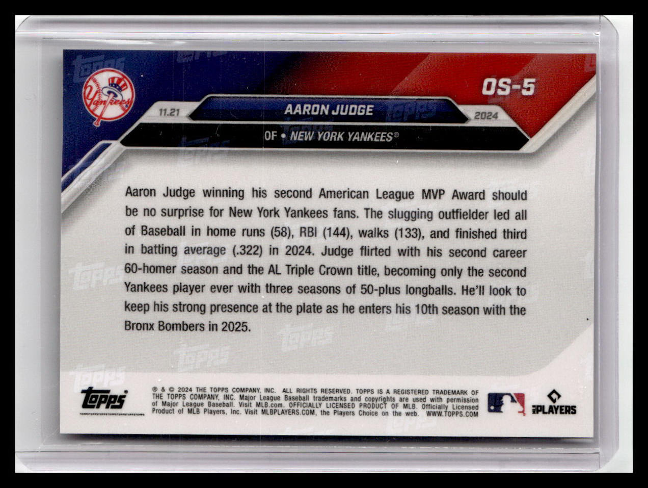 2024-25 Topps Now Off-Season #OS-5 Aaron Judge