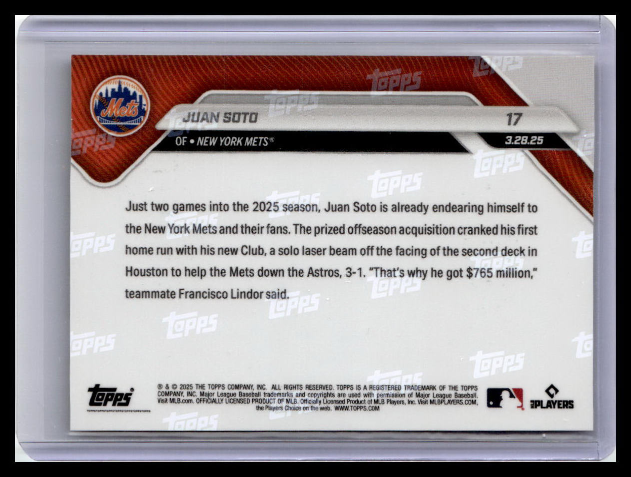2025 Topps Now #17 Juan Soto