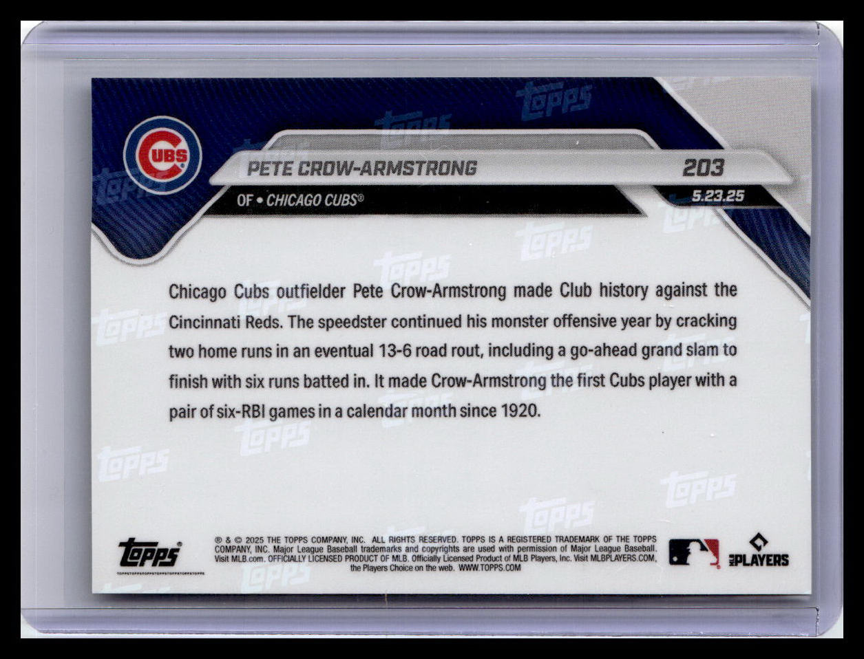 2025 Topps Now #203 Pete Crow-Armstrong