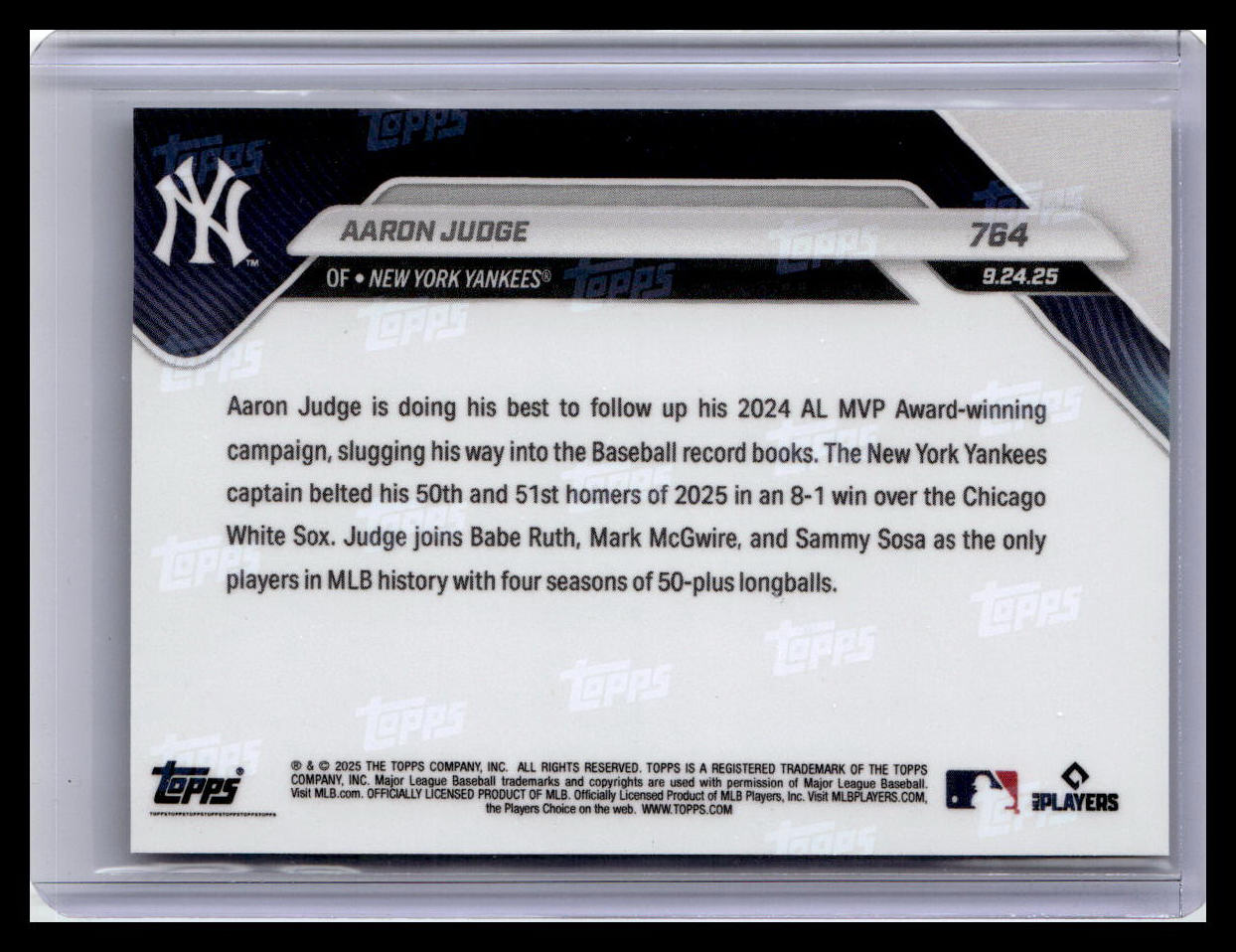 2025 Topps Now #764 Aaron Judge