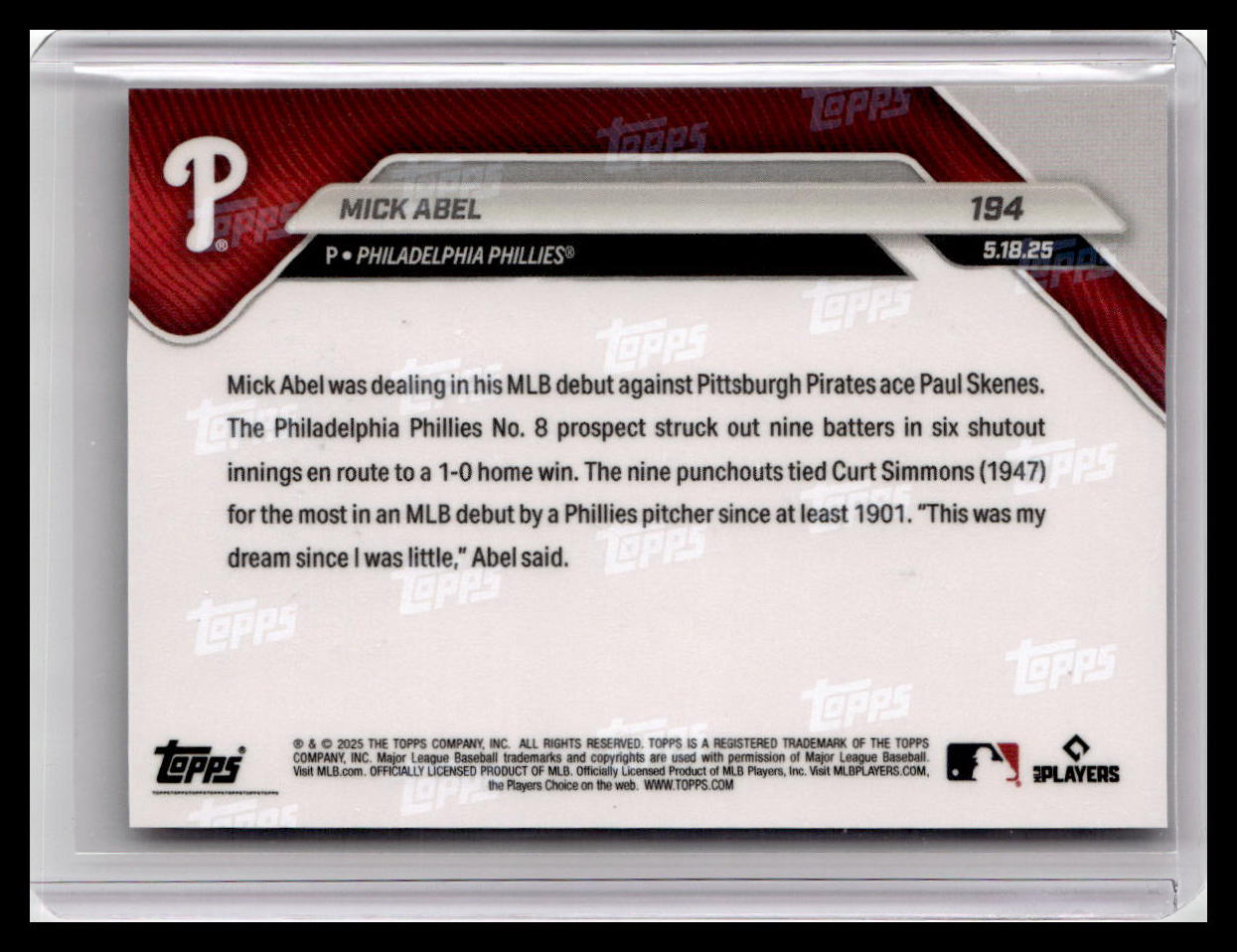 2025 Topps Now #194 Mick Abel