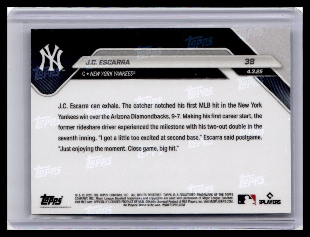 2025 Topps Now #38 J.C. Escarra