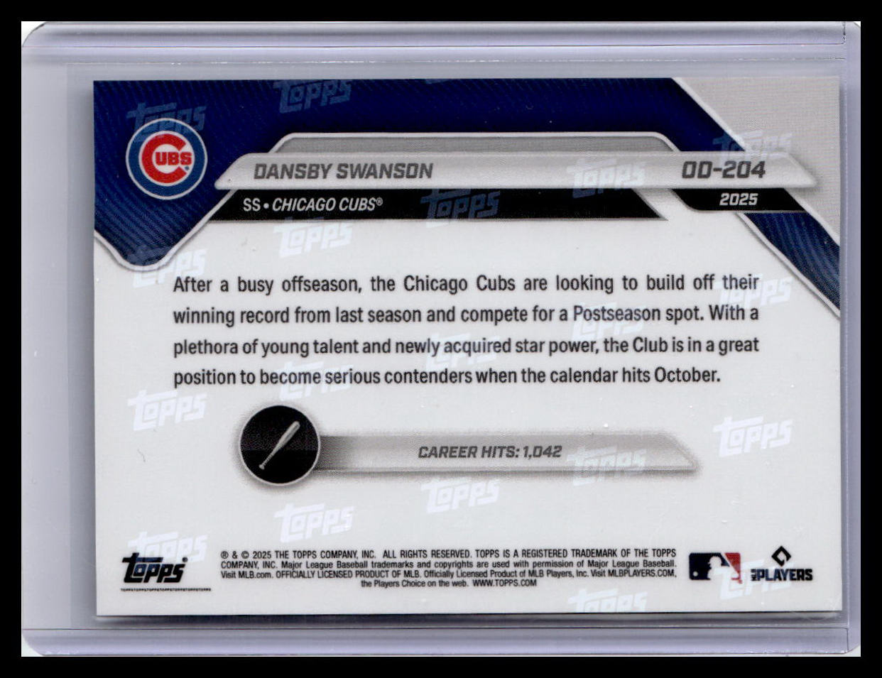 2025 Topps Now Road to Opening Day Chicago Cubs #OD-204 Dansby Swanson