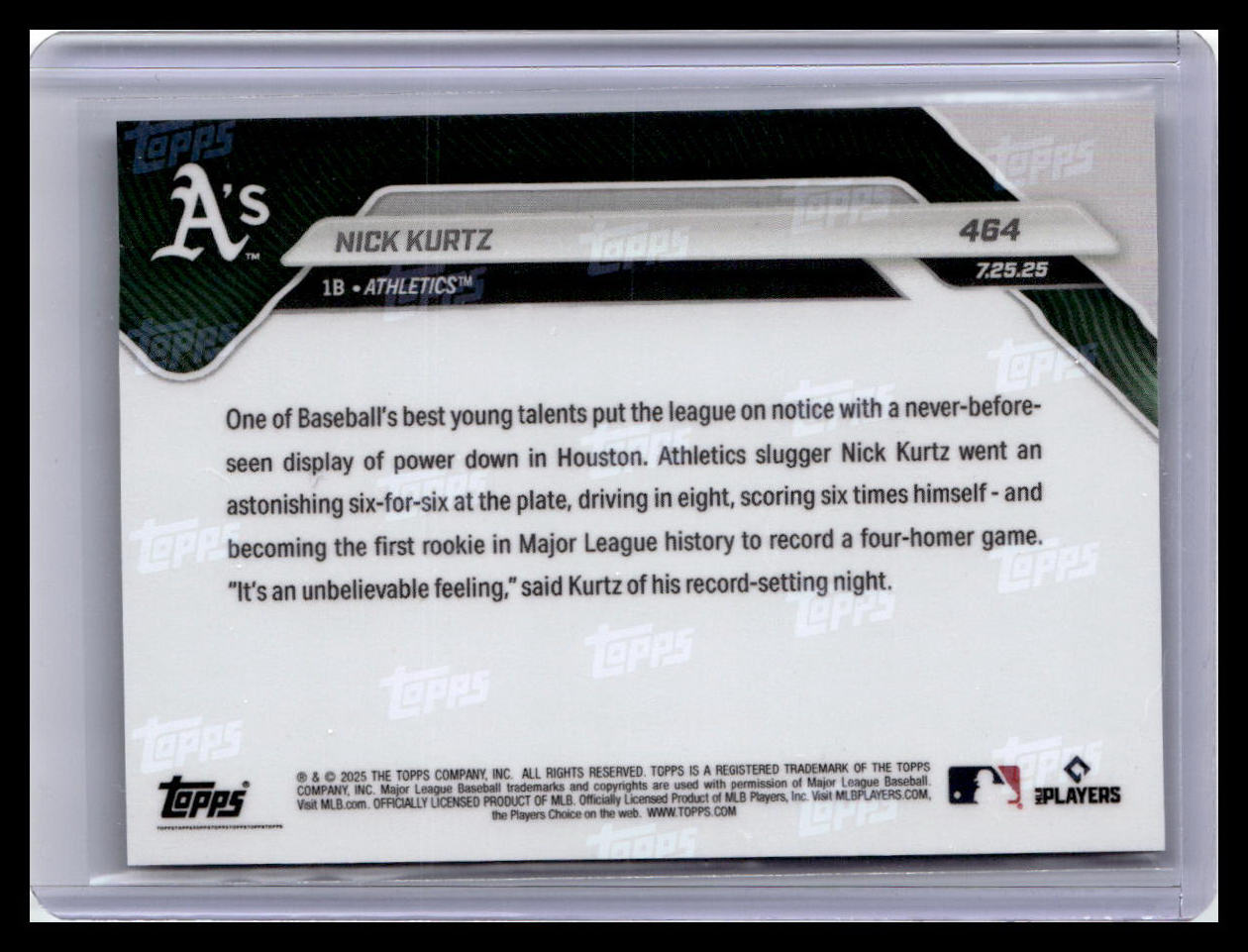 2025 Topps Now #464 Nick Kurtz (RC)