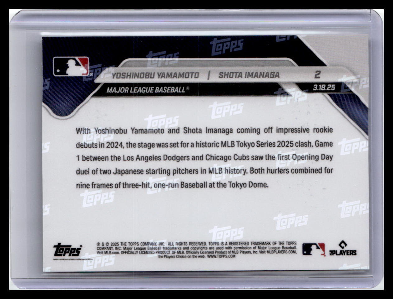 2025 Topps Now #2 Yoshinobu Yamamoto / Shota Imanaga PR65609