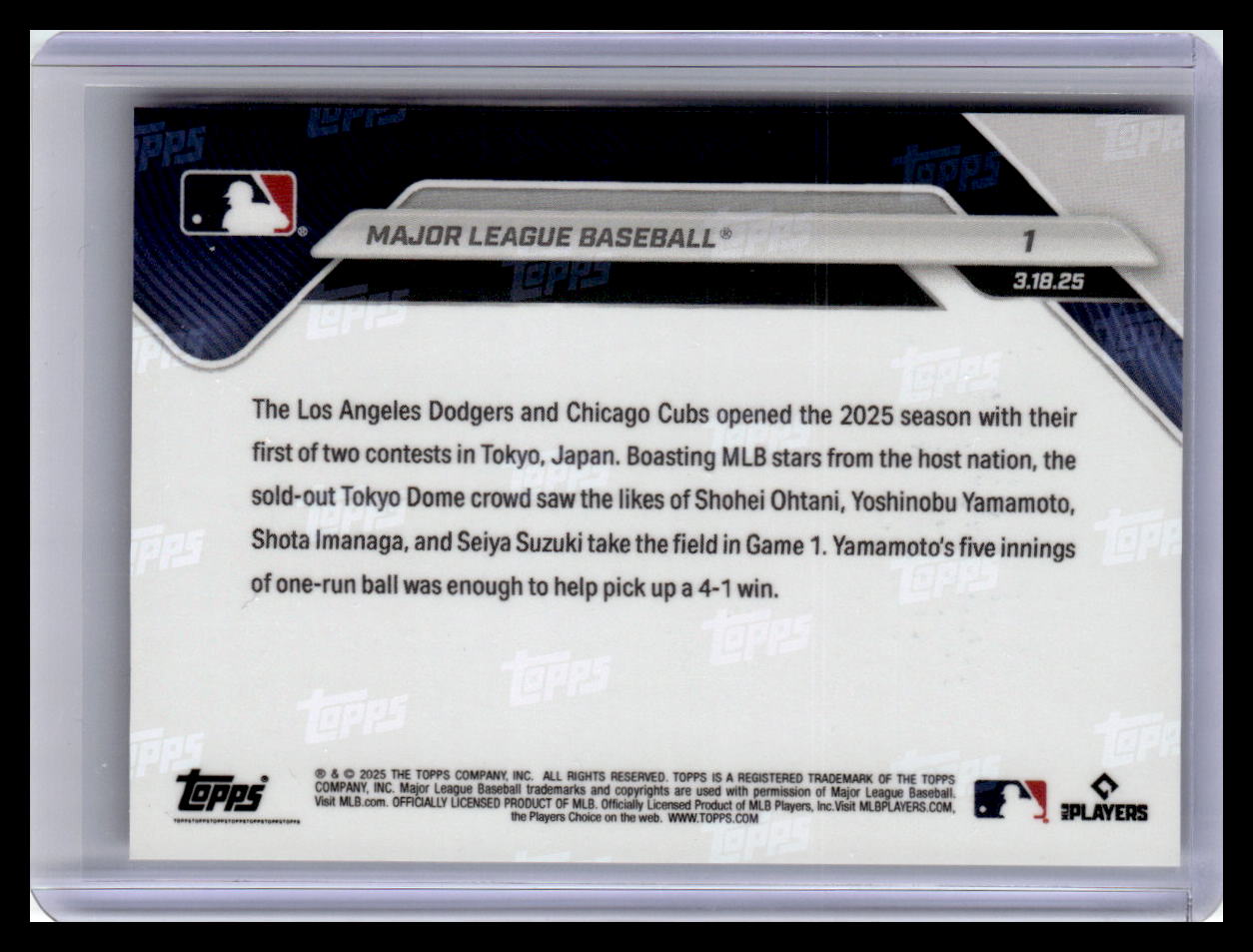 2025 Topps Now #1 Major League Baseball