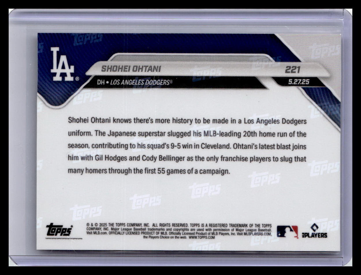 2025 Topps Now #221 Shohei Ohtani