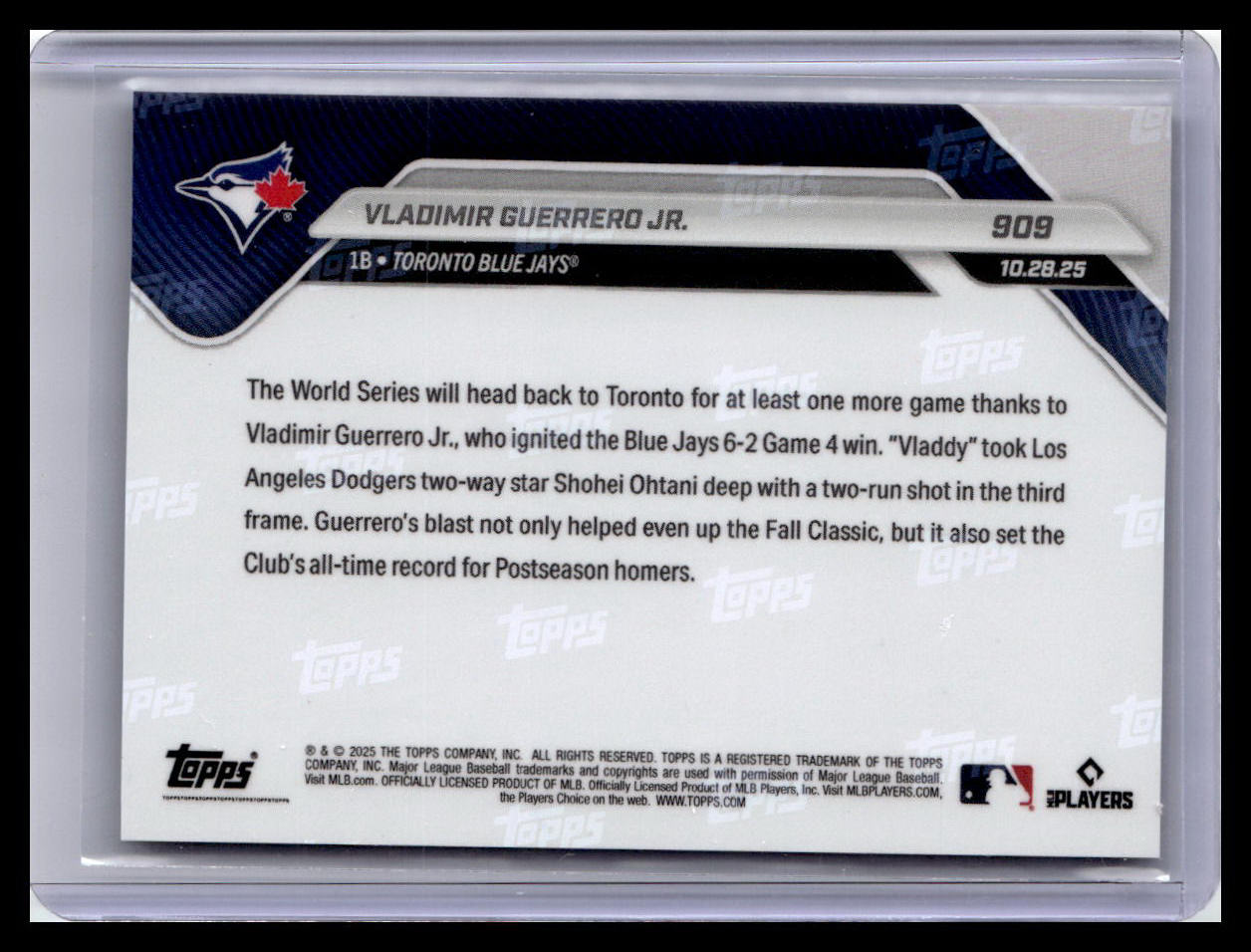 2025 Topps Now #909 Vladimir Guerrero Jr.