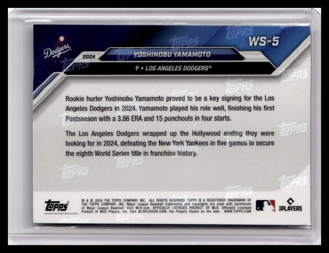 2024 Topps Now #WS-5 Yoshinobu Yamamoto