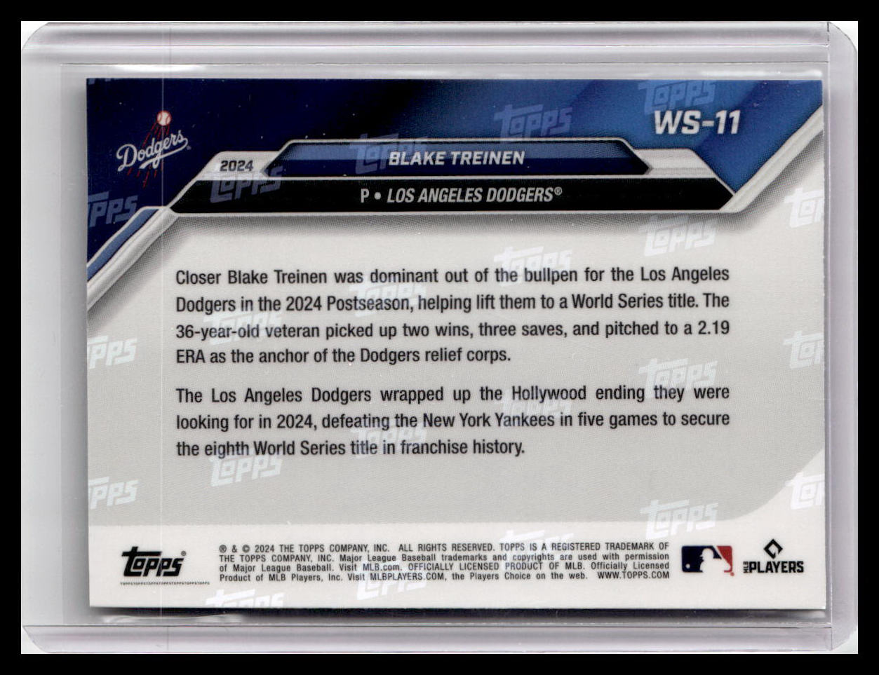 2024 Topps Now #WS-11 Blake Treinen