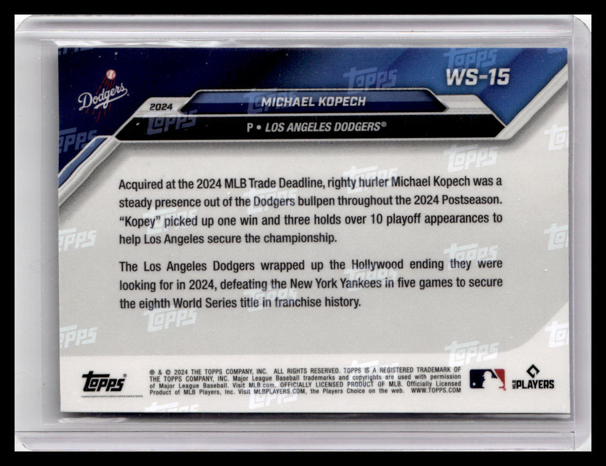 2024 Topps Now #WS-15 Michael Kopech White