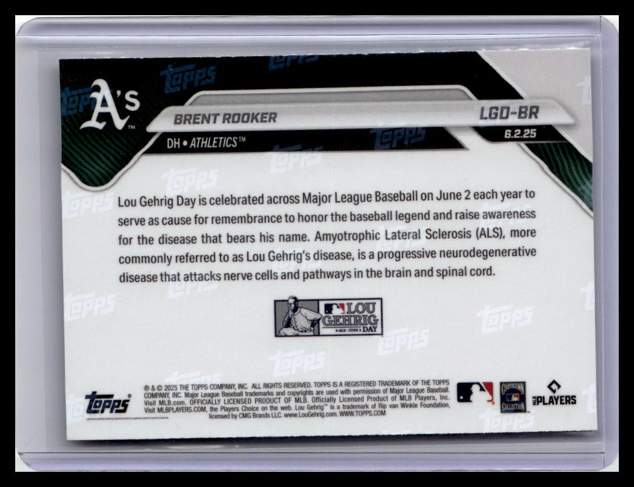 2025 Topps Now Lou Gehrig Day: Presented by Sarah Langs #LGD-BR Brent Rooker