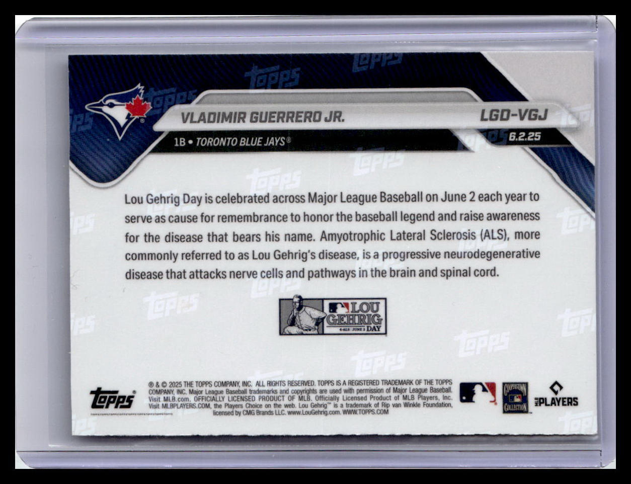 2025 Topps Now LGD Presented by Sarah Langs #LGD-VGJ Vladimir Guerrero Jr.