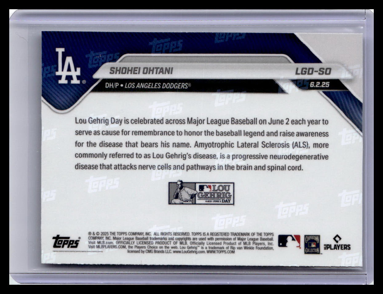 2025 Topps Now Lou Gehrig Day: Presented by Sarah Langs #LGD-SO Shohei Ohtani