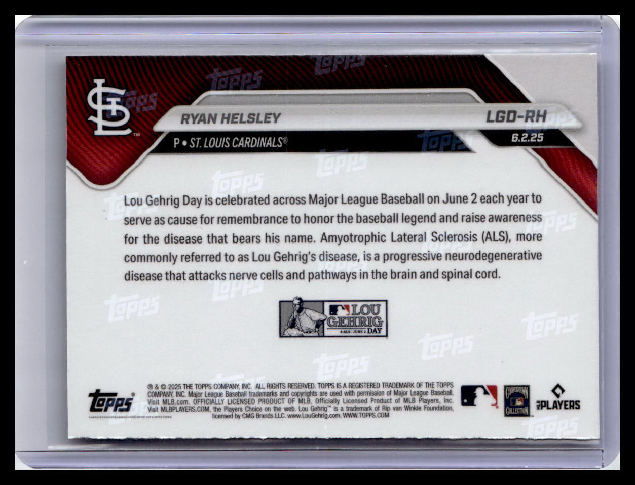 2025 Topps Now Lou Gehrig Day: Presented by Sarah Langs #LGD-RH Ryan Helsley