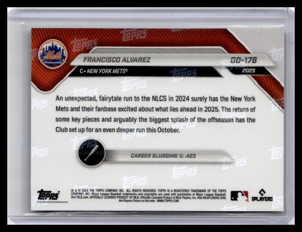 2025 Topps Now Road to Opening Day New York Mets #OD-178 Francisco Alvarez