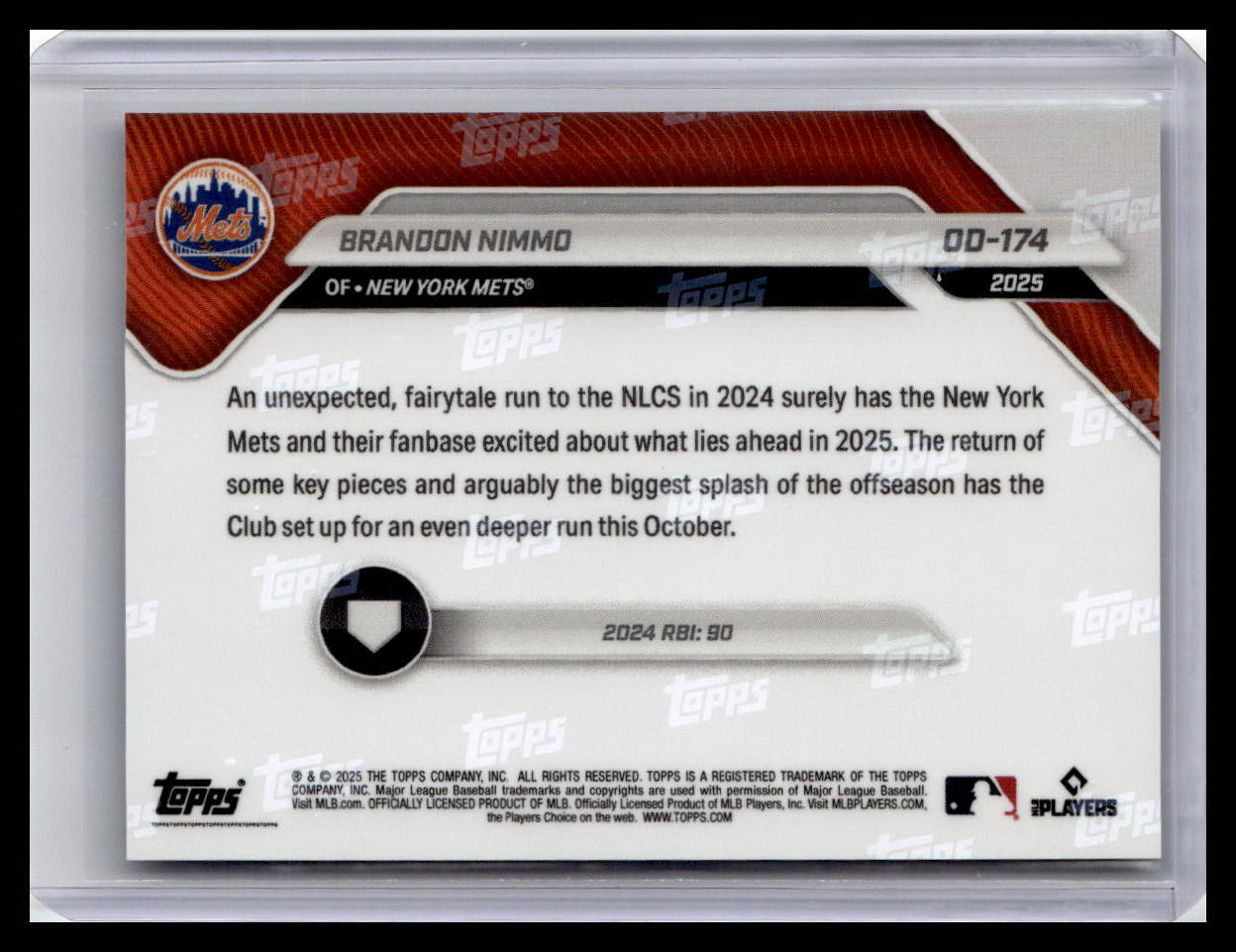 2025 Topps Now Road to Opening Day #OD-174 Brandon Nimmo