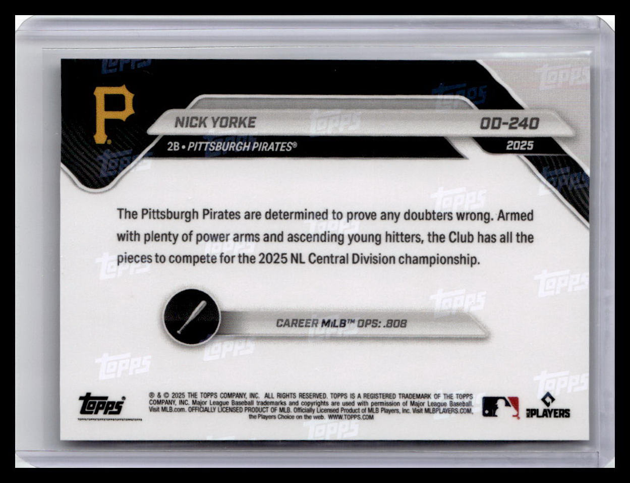 2025 Topps Now Road to Opening Day Pittsburgh Pirates #OD-240 Nick Yorke