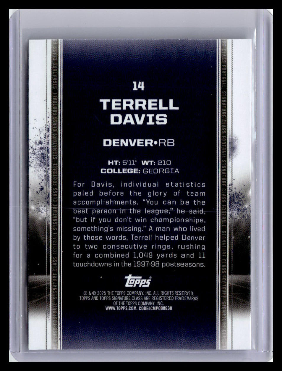 2024 Topps Signature Class #14 Terrell Davis