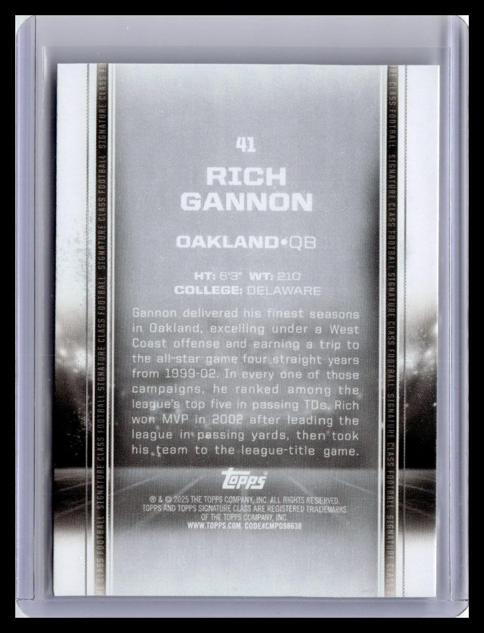 2024 Topps Signature Class #41 Rich Gannon