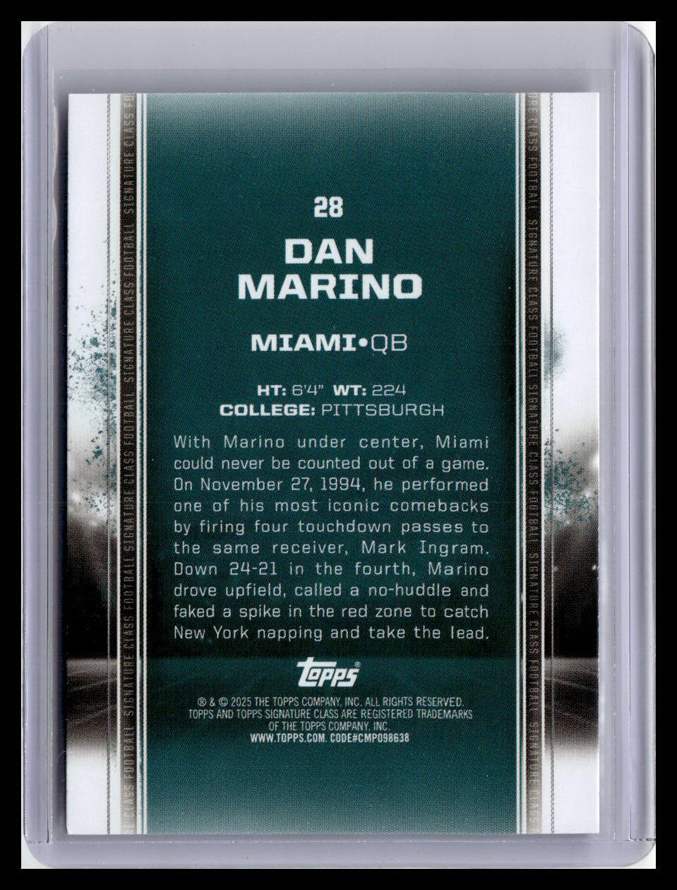 2024 Topps Signature Class #28 Dan Marino