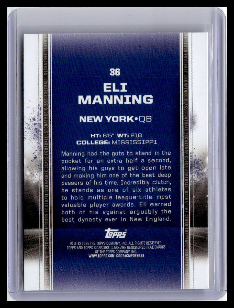 2024 Topps Signature Class #36 Eli Manning