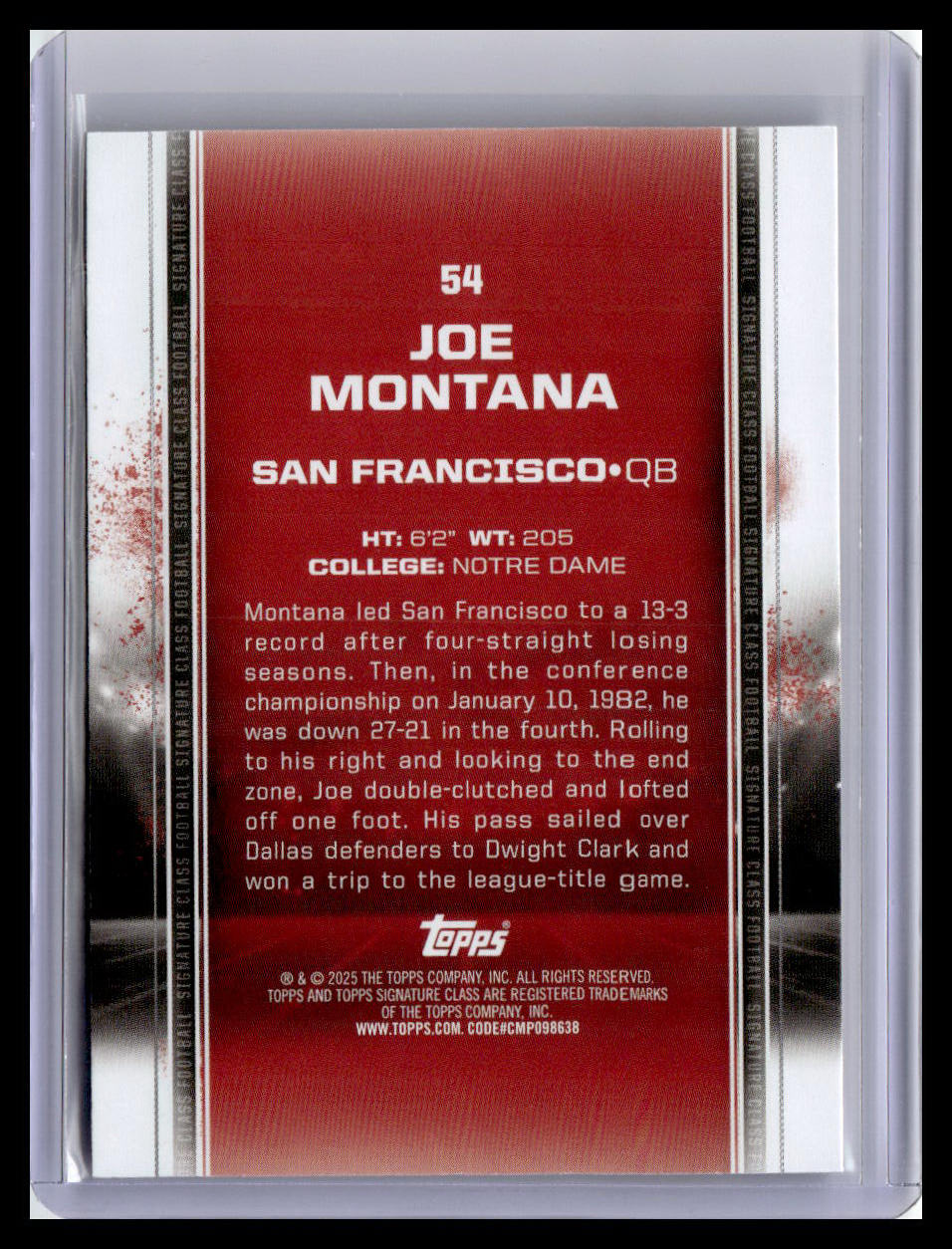 2024 Topps Signature Class #54 Joe Montana