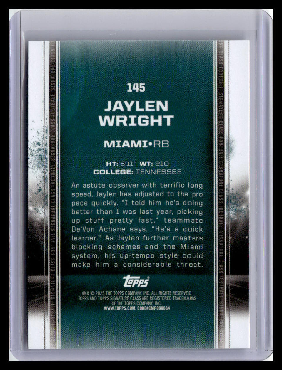 2024 Topps Signature Class #145 Jaylen Wright (RC)