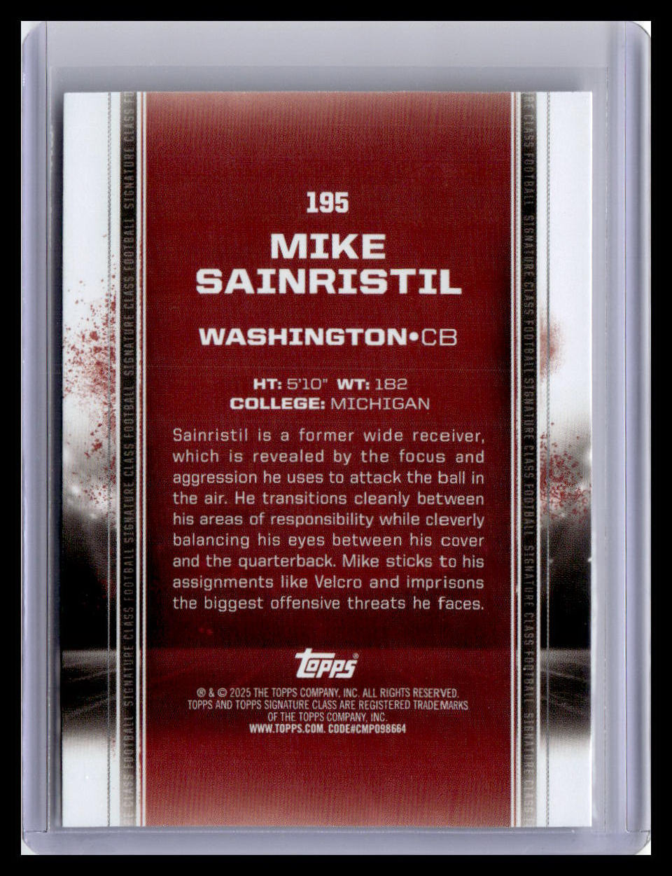 2024 Topps Signature Class #195 Mike Sainristil (RC)