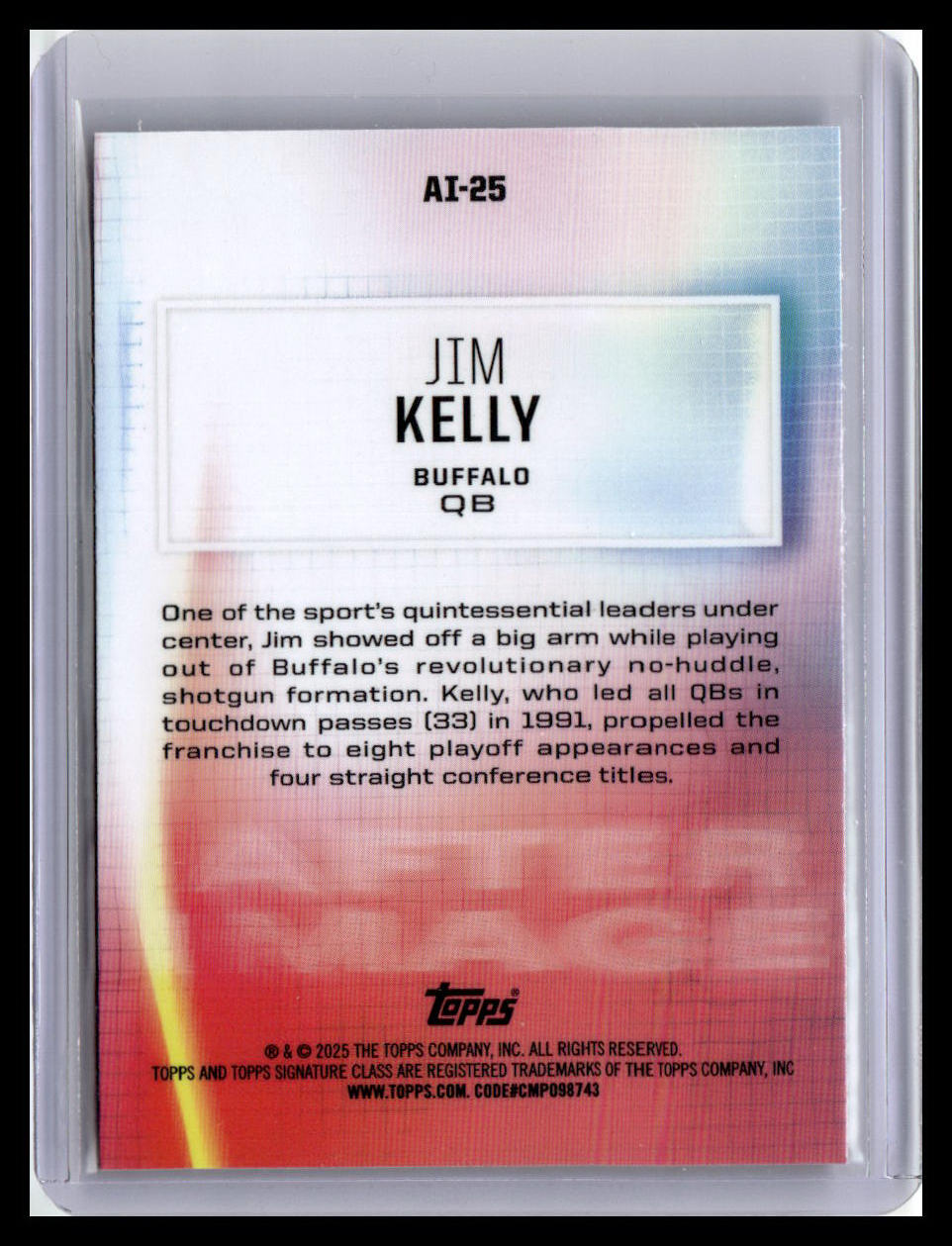 2024 Topps Signature Class #AI-25 Jim Kelly After Image