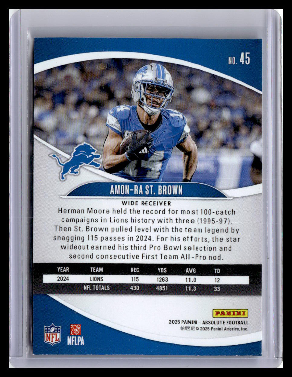 2025 Panini Absolute #45 Amon-Ra St. Brown