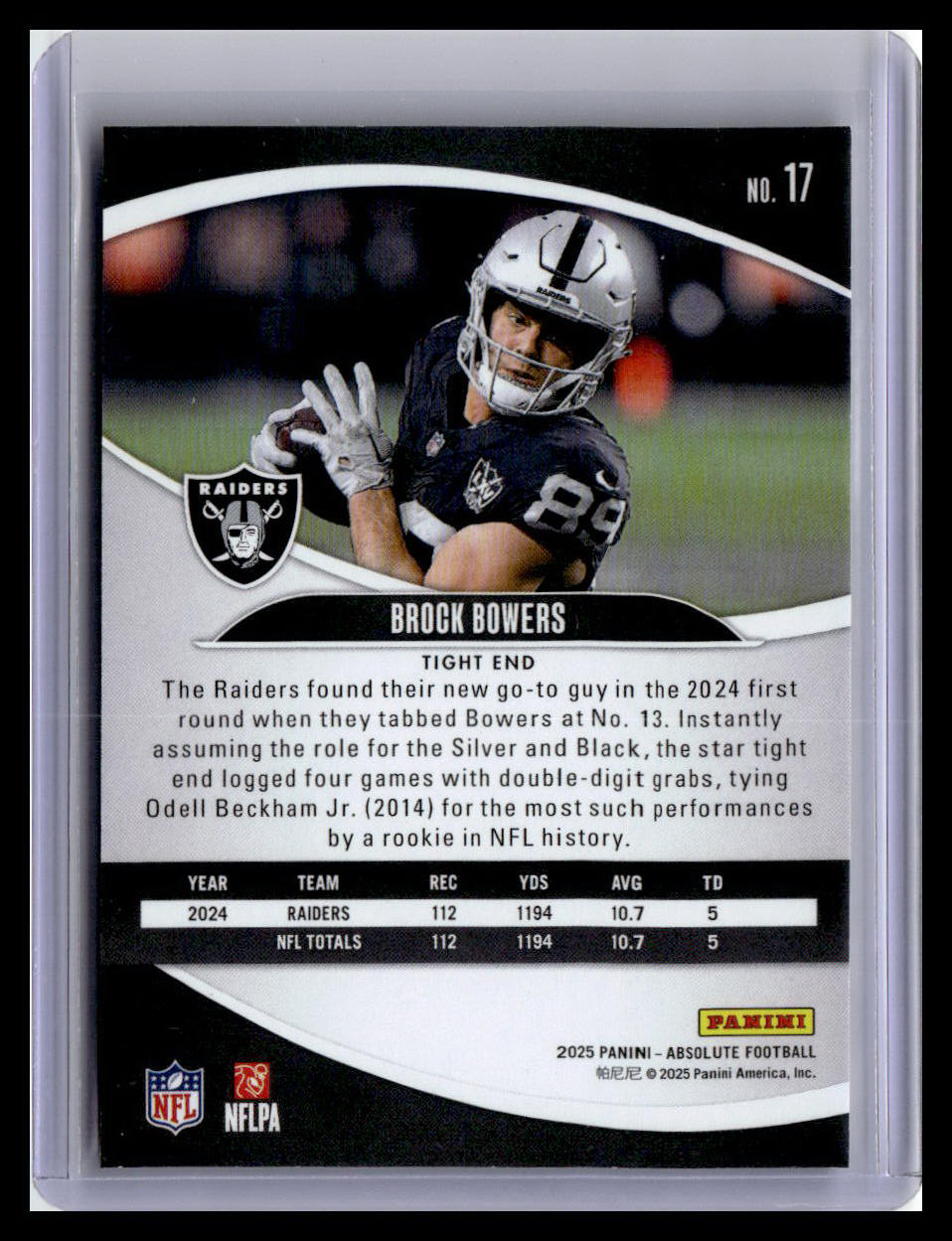2025 Panini Absolute #17 Brock Bowers Retail