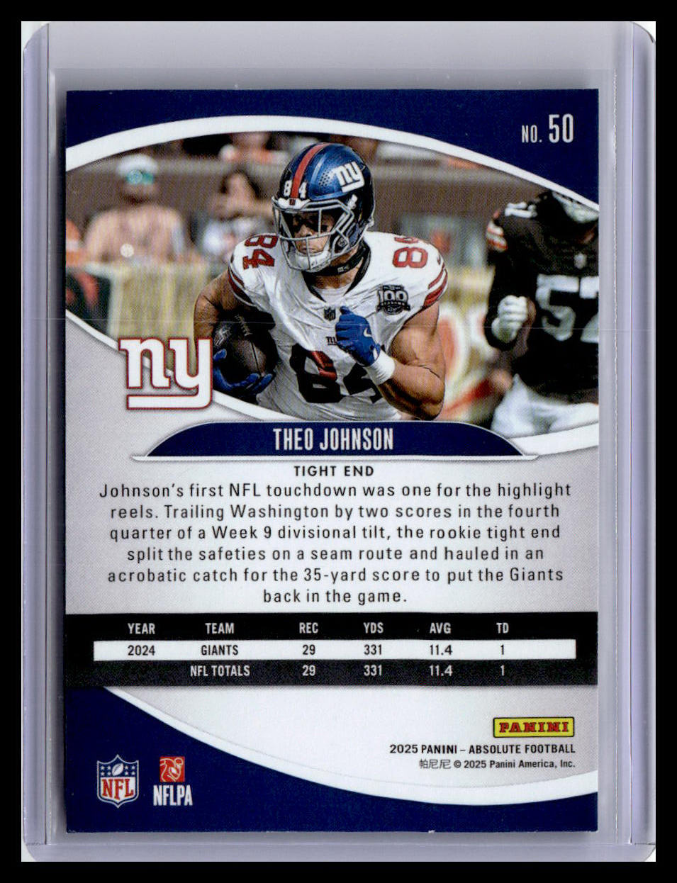 2025 Panini Absolute #50 Theo Johnson