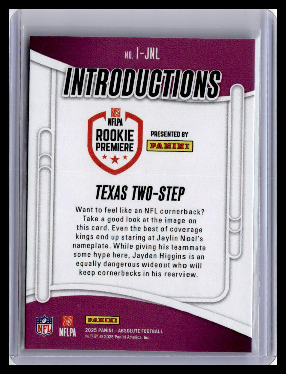 2025 Panini Absolute #I-JNL Texas Two-Step Introductions