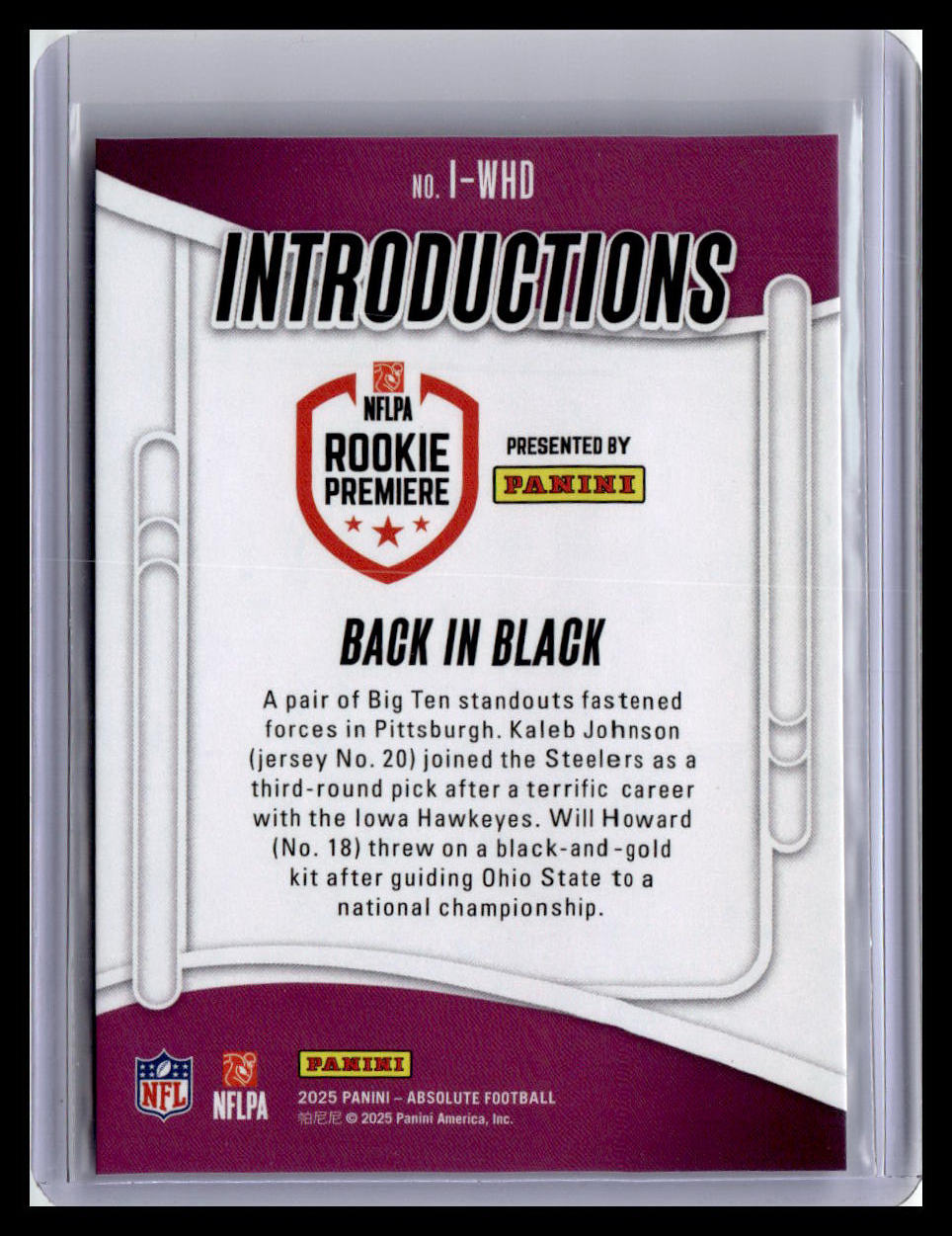 2025 Panini Absolute #I-WHD Back In Black Introductions