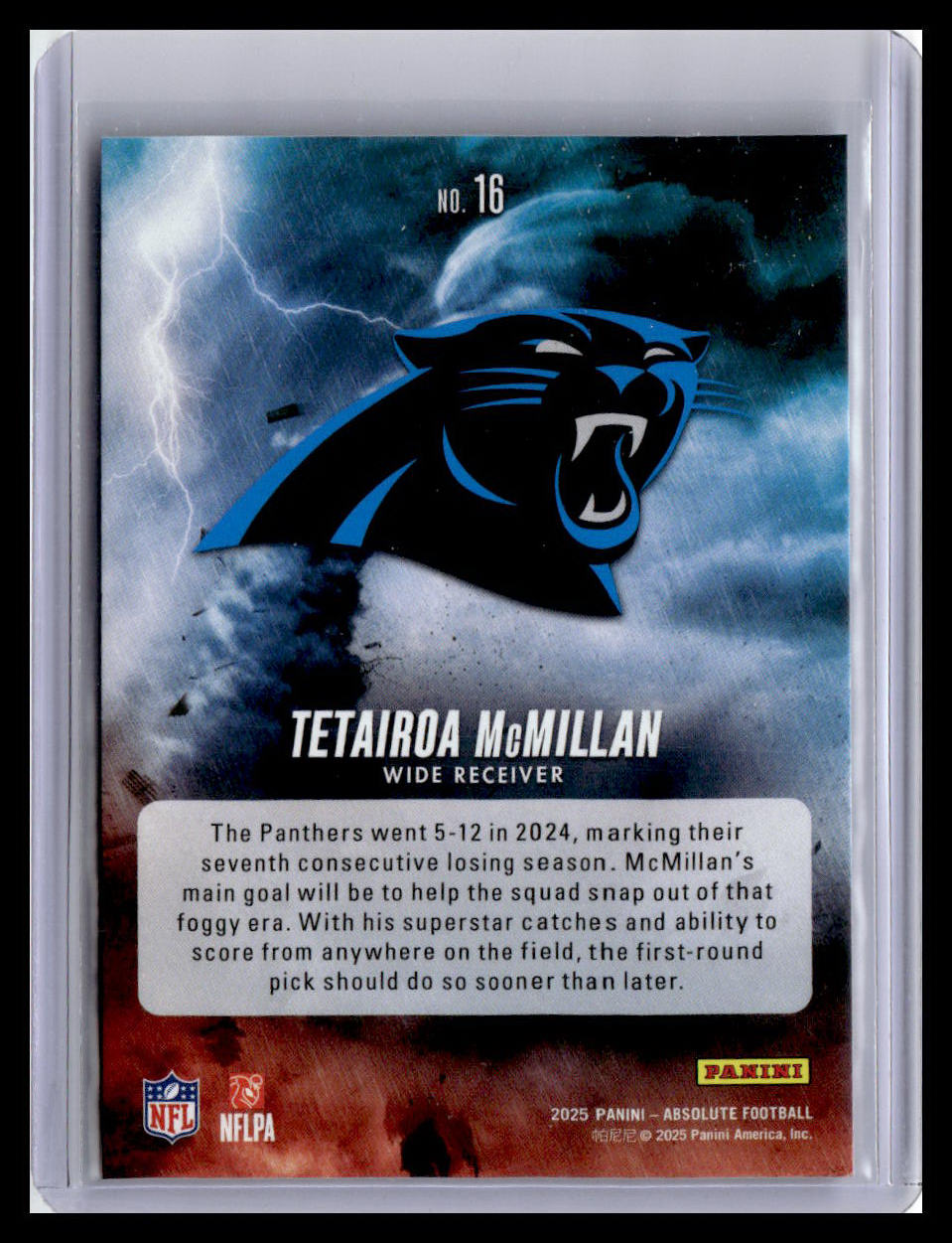 2025 Panini Absolute #16 Tetairoa McMillan By Storm