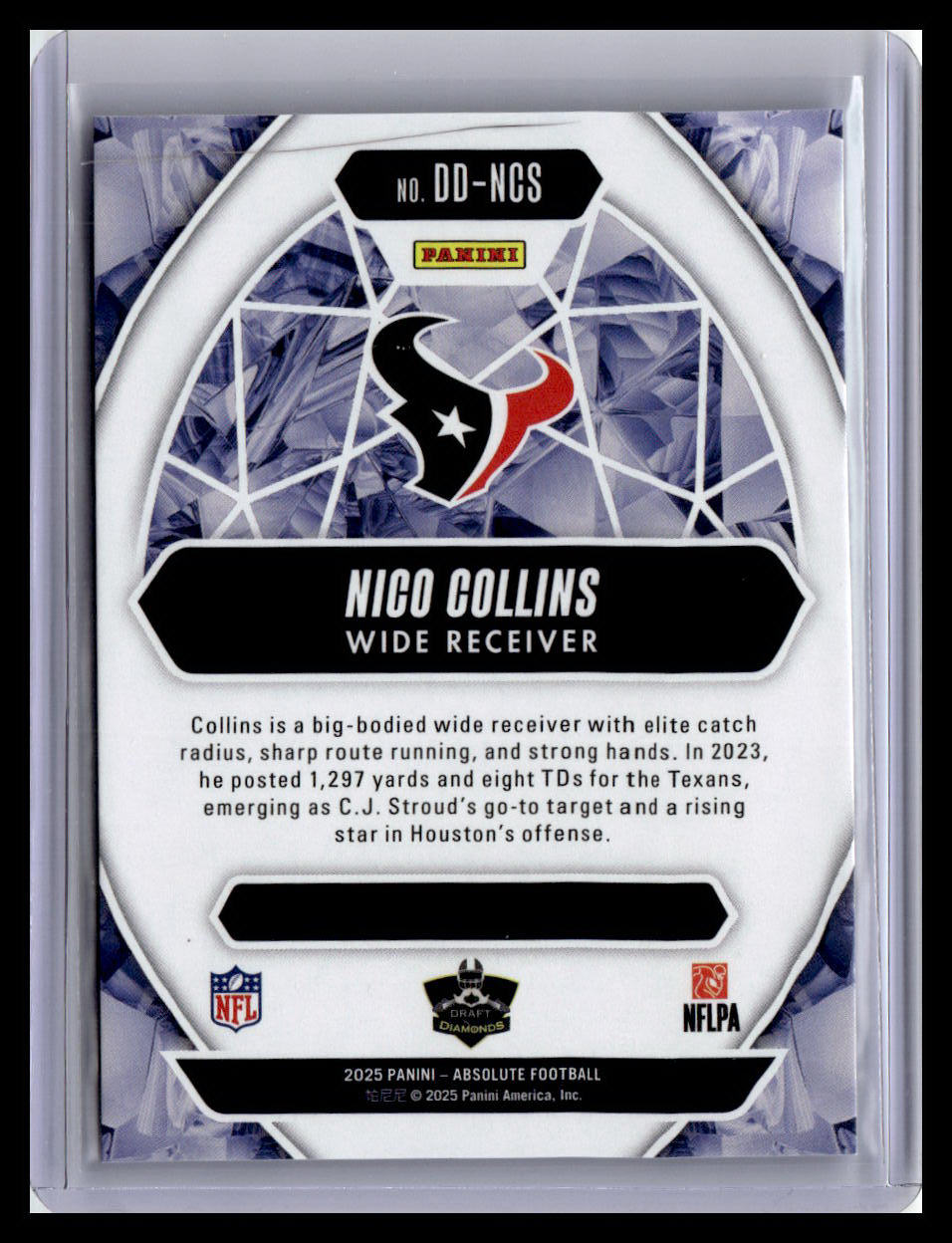 2025 Panini Absolute #DD-NCS Nico Collins Draft Diamonds