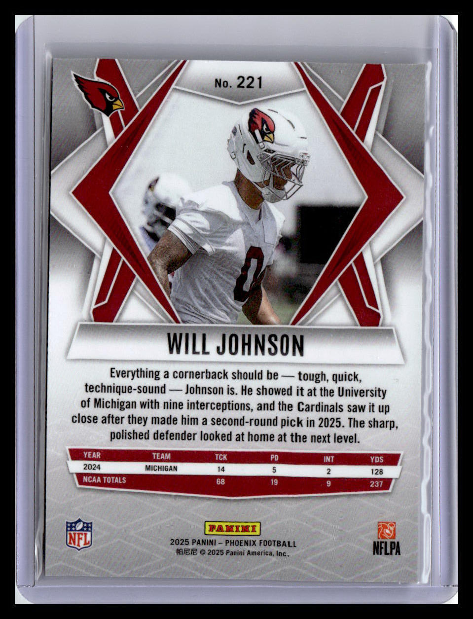 2025 Panini Phoenix #221 Will Johnson (RC)