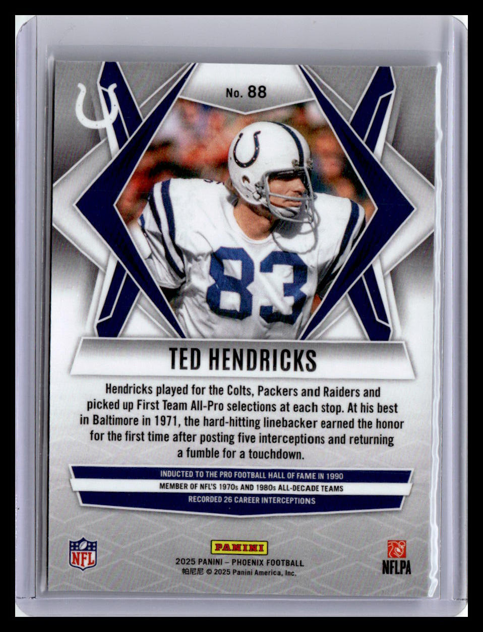 2025 Panini Phoenix #88 Ted Hendricks Silver Hyper Prizm
