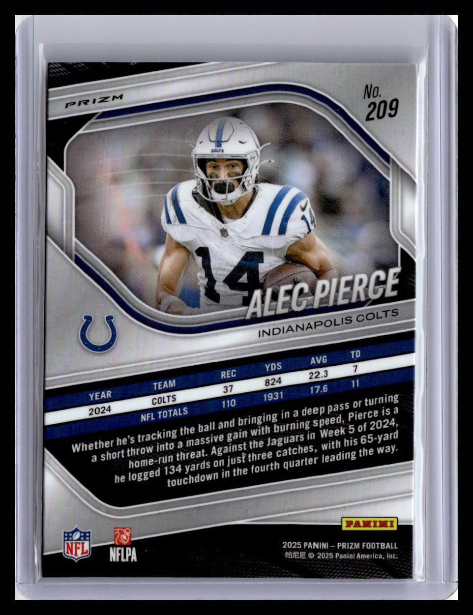 2025 Panini Prizm #209 Alec Pierce Lazer