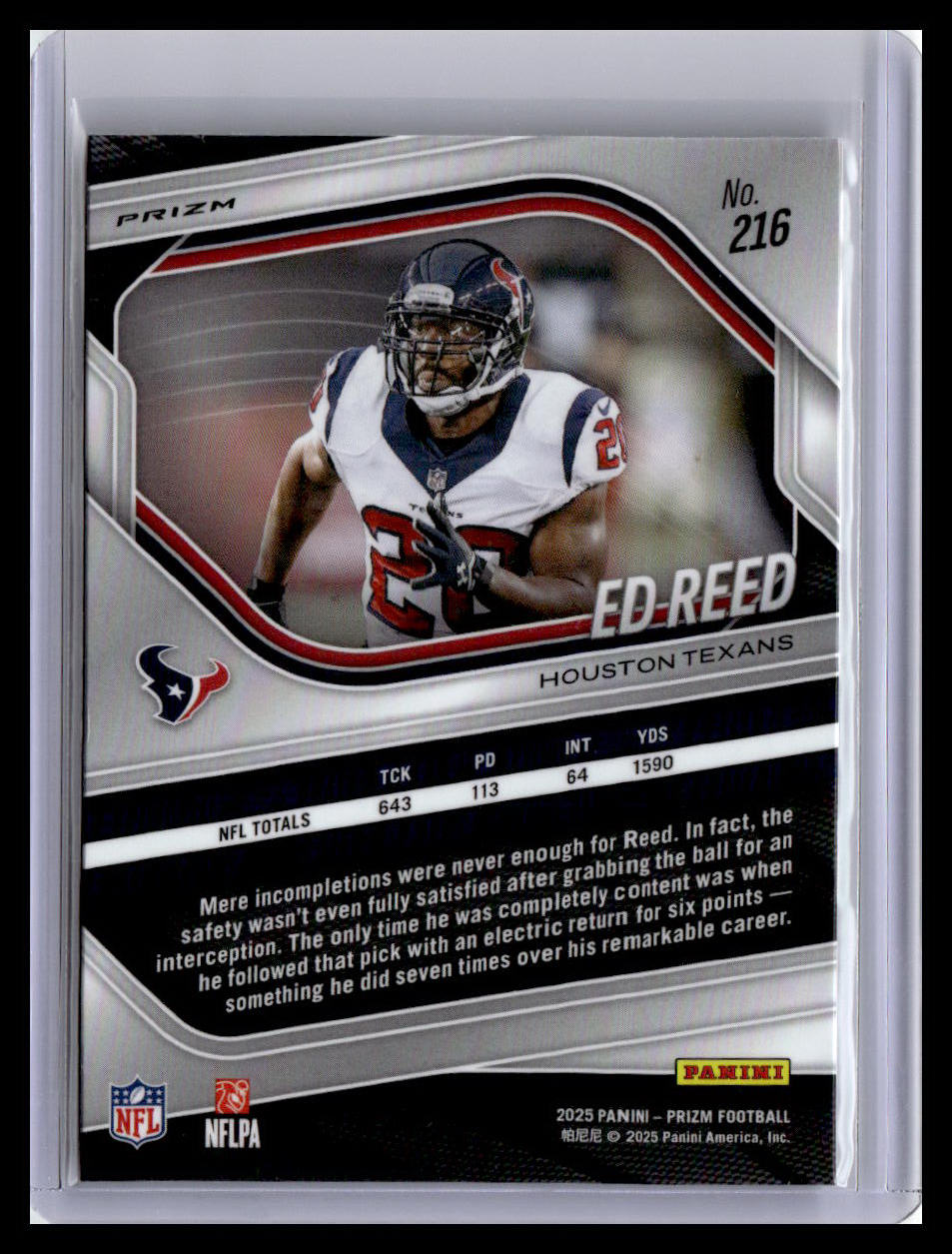 2025 Panini Prizm #216 Ed Reed Lazer