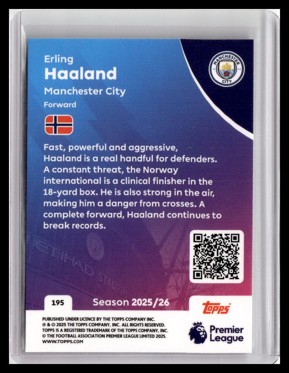 2025-26 Topps Premier League #195 Erling Haaland