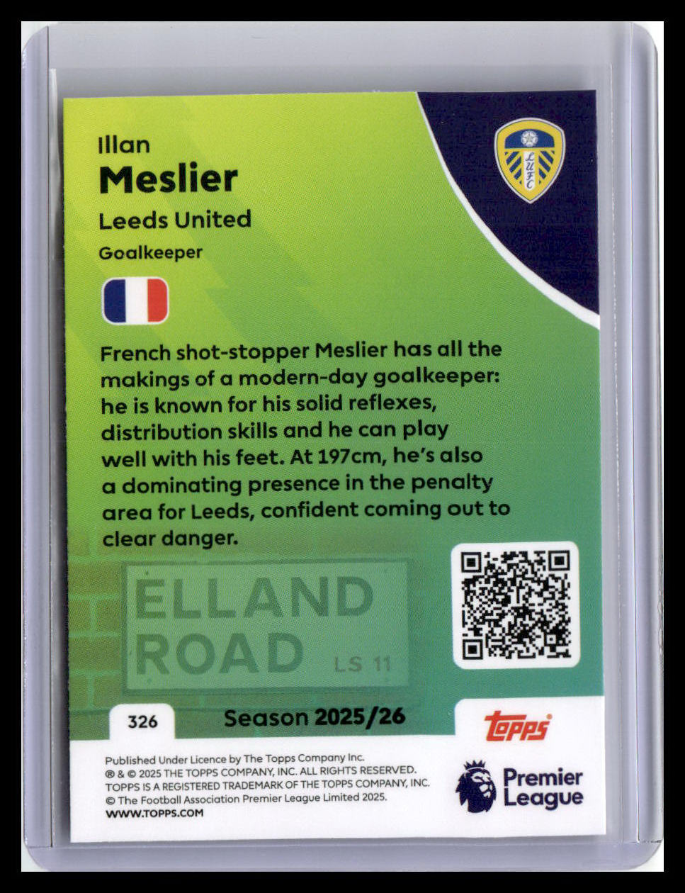 2025-26 Topps Premier League #326 Illan Meslier