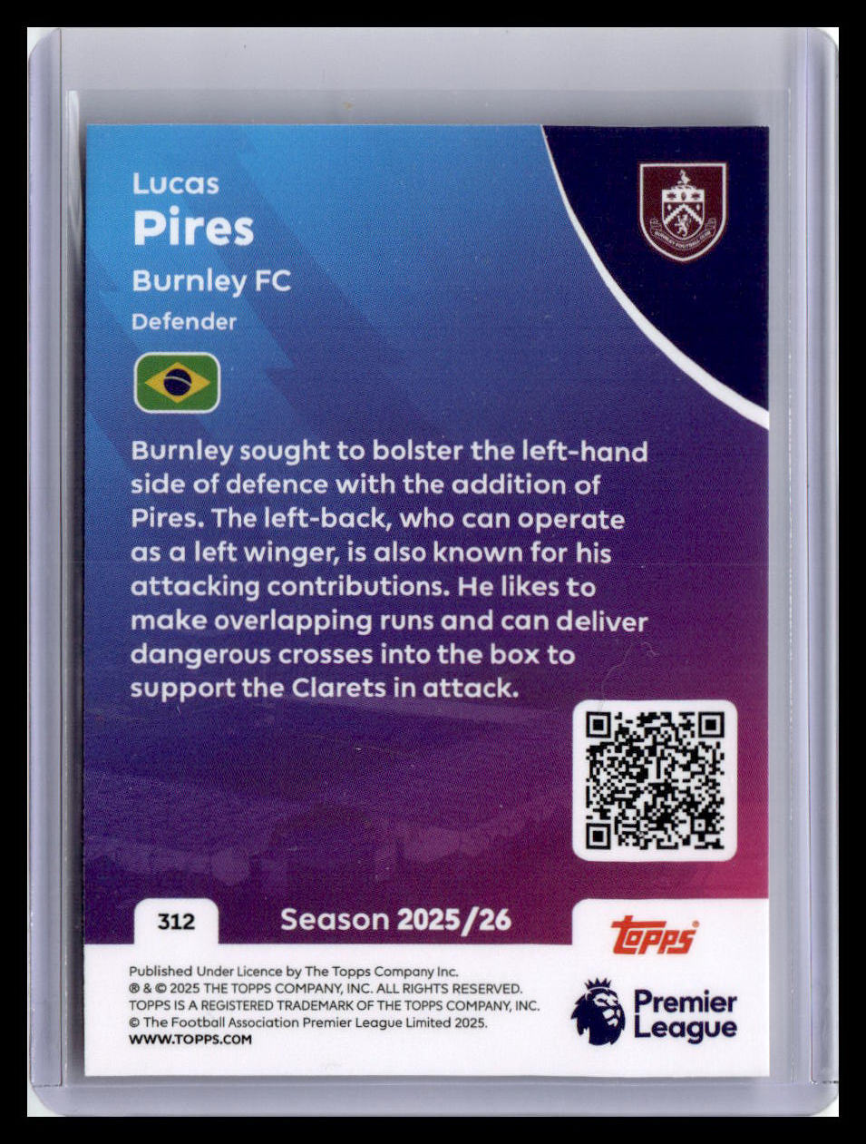 2025-26 Topps Premier League #312 Lucas Pires