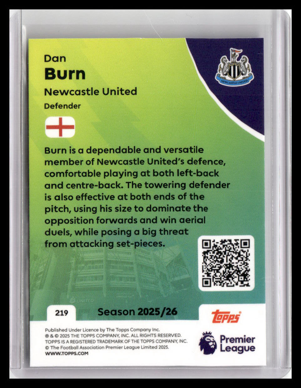 2025-26 Topps Premier League #219 Dan Burn