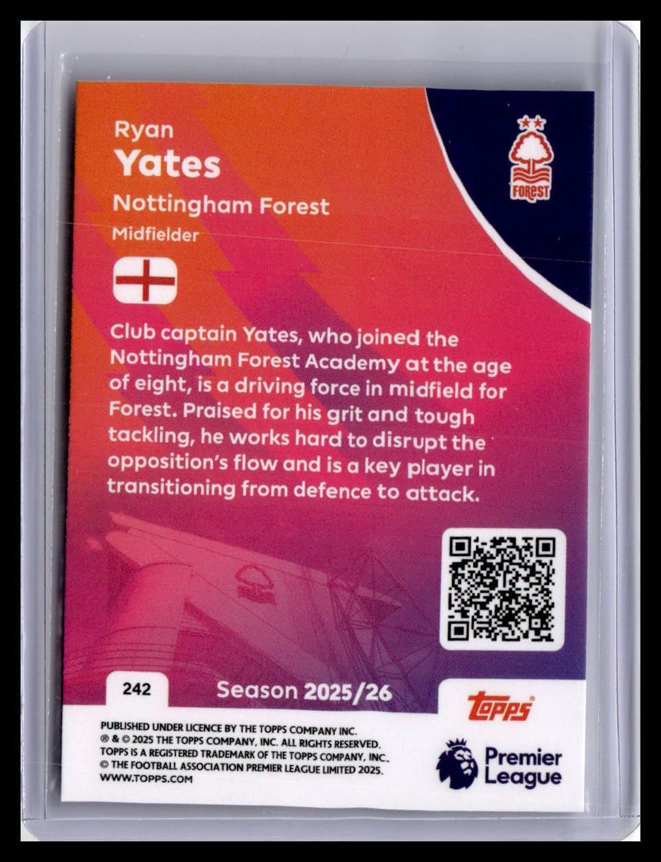 2025-26 Topps Premier League #242 Ryan Yates