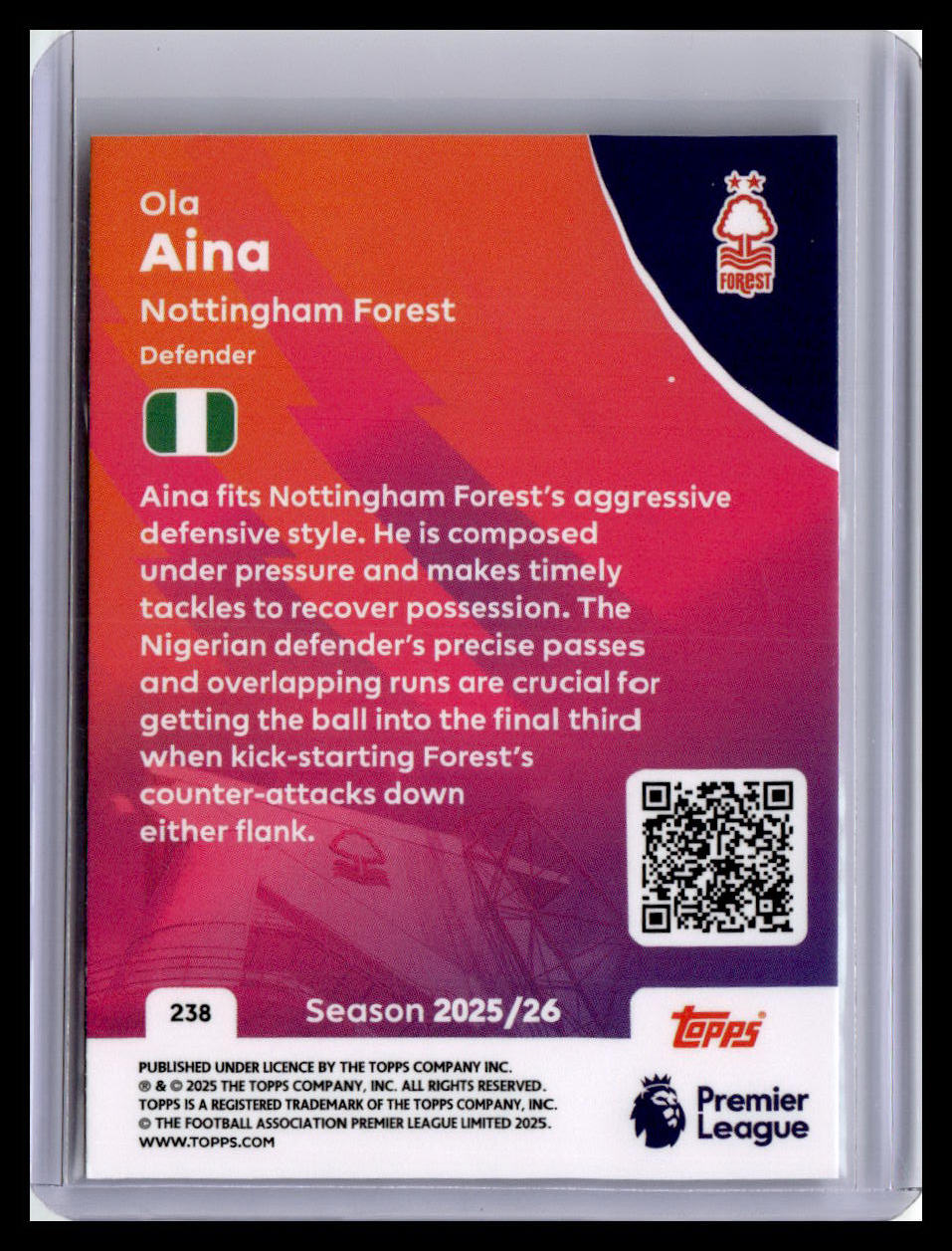 2025-26 Topps Premier League #238 Ola Aina